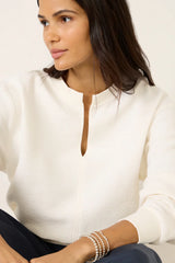 Split Neck Ribbed Top