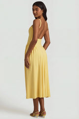 Modal A Line Midaxi Dress in Pastel Yellow