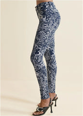 Paisley Print Skinny Jeans Blue Multi