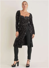 Sequin Velvet Maxi Top Jet Black