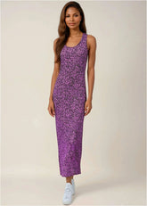 Tank Maxi Dress Purple Abstract Animal