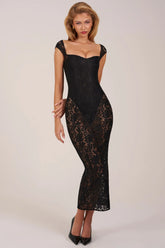 Sweetheart Neck Maxi Dress in Black