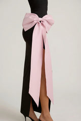 Strapless Bow Detail Maxi Dress in Black
