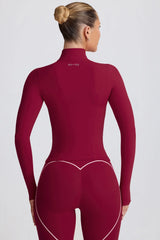 Soft Active Zip Up Jacket in Burgundy