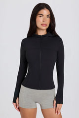 Soft Active Hooded Mid Layer Jacket in Black