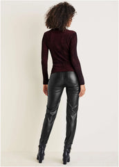 Plaited Long Sleeve Sweater Wine