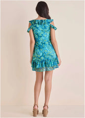 Paisley Ruffle Mini Dress Garden Paisley