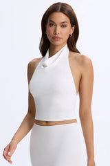 Modal Cowl Neck Open Back Top in White