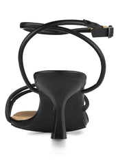 Strappy Kitten Heels Jet Black