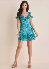 Paisley Ruffle Mini Dress Garden Paisley