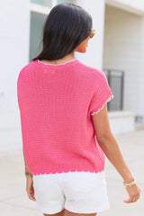Lenny Pink Scallop Trim Sweater Tee