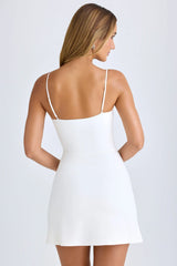 Modal Sweetheart Neck A Line Mini Dress in White