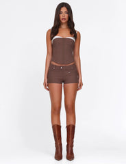 ANTONELLA SHORT BROWN CHOCOLATE CHOCOLATE PINSTRIPE