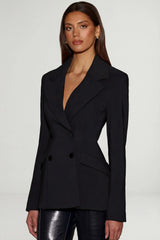 Structured Double Breasted Blazer in Black