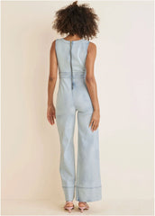 Stretch Denim Jumpsuit Light Wash