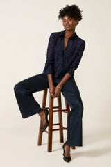 Lace Contrast Button Down