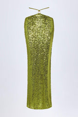 Embellished Hardware Detail Strappy Maxi Skirt in Olive Green