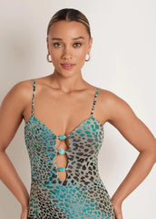 Abstract Leopard Maxi Dress Brown Sage Animal