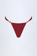 Bead Embellished Cheeky Bikini Bottoms in Dark Cherry