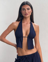 LAINEY TOP NAVY PINSTRIPE