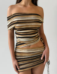 BRAELYN TOP BROWN STRIPE