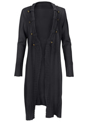 Button Detail Duster Jet Black