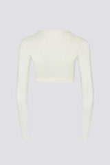 Soft Jersey Wrap Crop Top in White