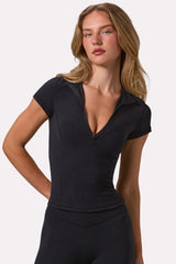 Soft Active Quarter Zip Top in Black