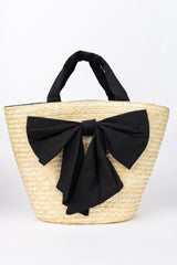 Beckett Black Bow Straw Tote SALE