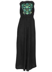 Strapless Linen Jumpsuit Black Blue