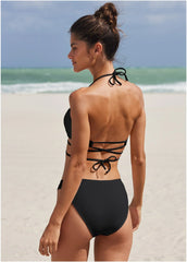 Strappy Ibiza Triangle Top Black Beauty