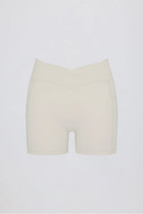 Soft Active Pocket V Waist Mini Shorts in Oat