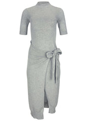 Tie Side Sweater Dress Light Heather Grey