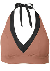 V Neck Halter Bikini Top Macchiato Black Beauty