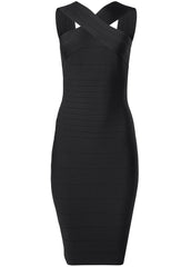 Cross Neck Bandage Dress Jet Black