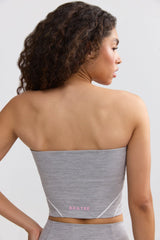 Soft Active Contrast Trim Bandeau Top in Marl Grey