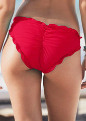 Ruffle Scrunch Back Bottom Red Hot