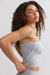 Soft Active Contrast Trim Bandeau Top in Marl Grey
