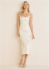 Cowl Neck Slip Dress Off White