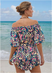 Flirty Cover Up Romper Fuzzy Paisley