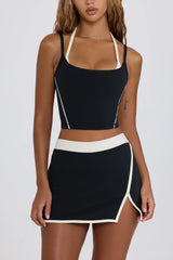Soft Active Layered Cropped Tank Top in Black