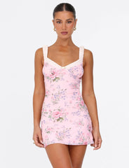 AMARAN MINI DRESS PINK FLORAL WILD FLOWER