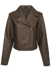 Distressed Leather Jacket Distressed Brown
