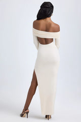 Modal Off Shoulder Open Back Maxi Dress in Ivory