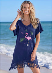 Flamingo Dress Cover Up Ultramarine Blue