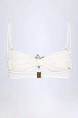 Hardware Detail Halterneck Bikini Top in White
