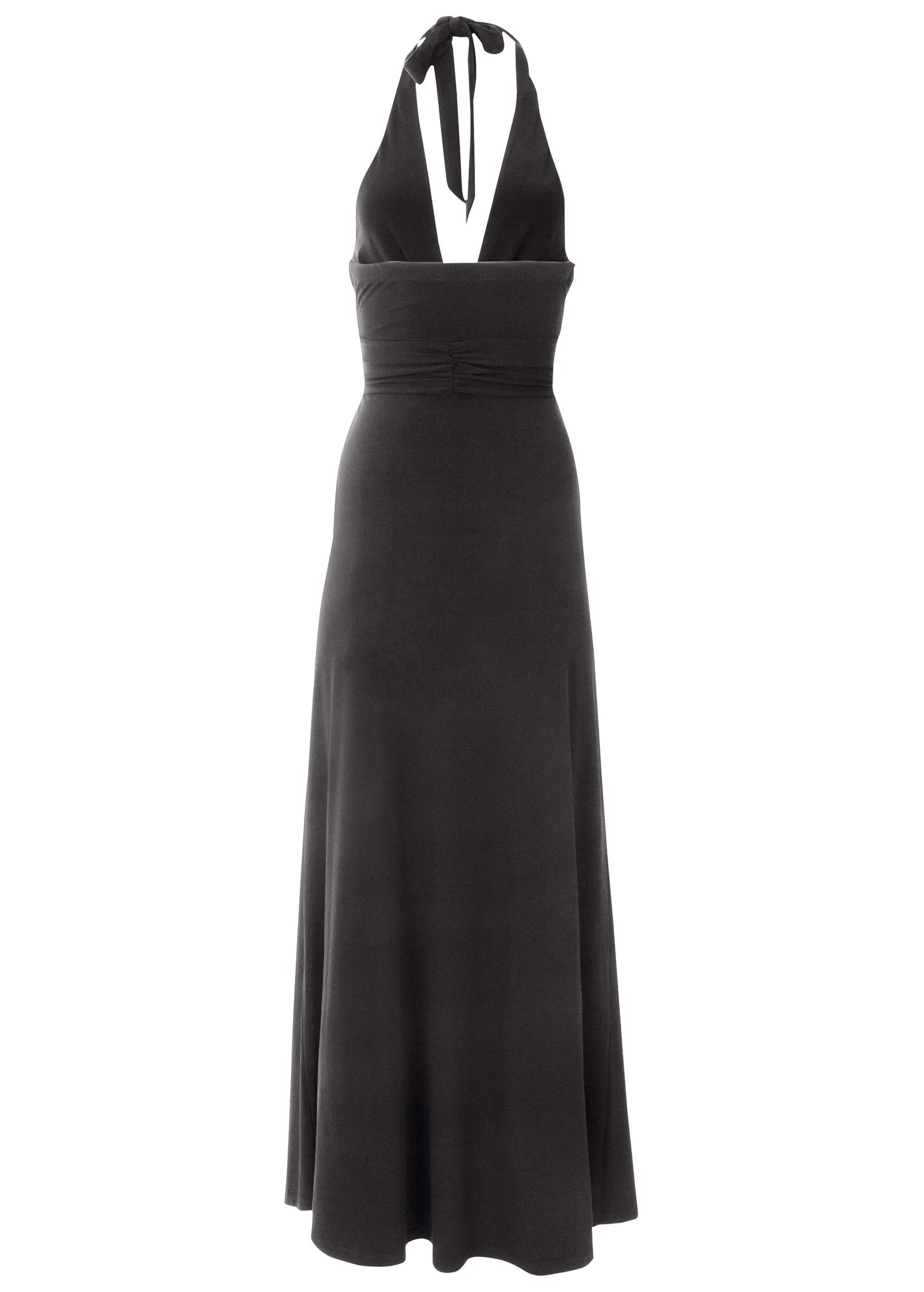 Plunging Knot Maxi Dress Jet Black