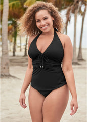Sicily Halter Tankini Top Black Beauty