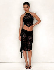 SIYA MIDI SKIRT BLACK LACE BLACK LACE