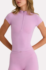 Soft Active Quarter Zip Top in Sweet Pink
